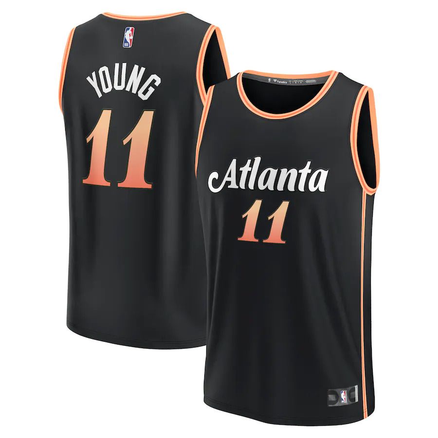 Men Atlanta Hawks #11 Trae Young Fanatics Branded Black City Edition 2022-23 Fastbreak NBA Jersey
